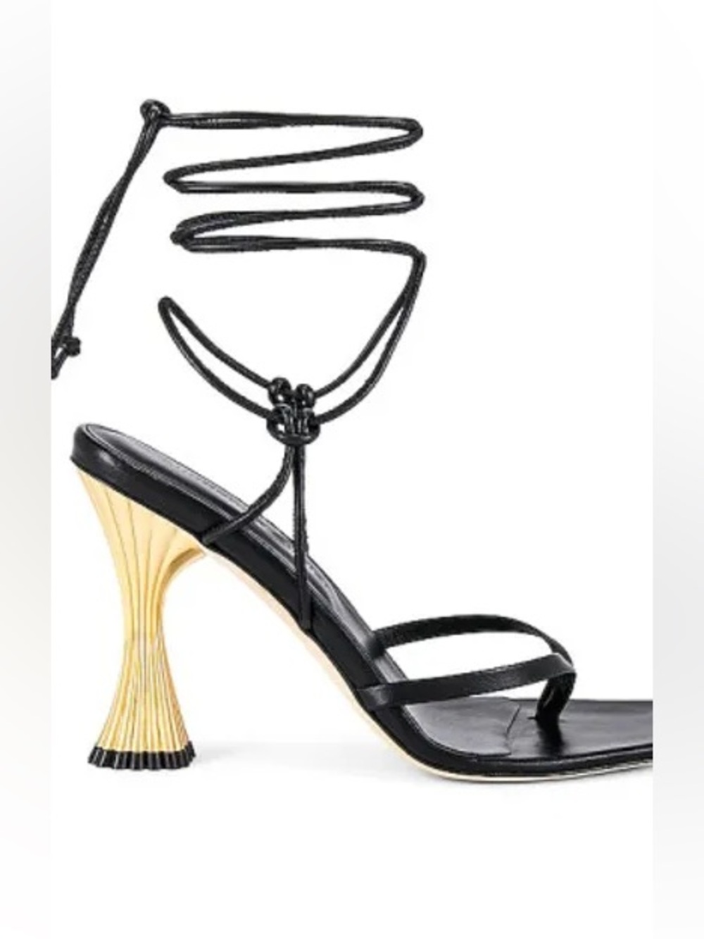 A’mmonde Atelier Anastassia 100 Ankle Tie in Black - black with gold heel